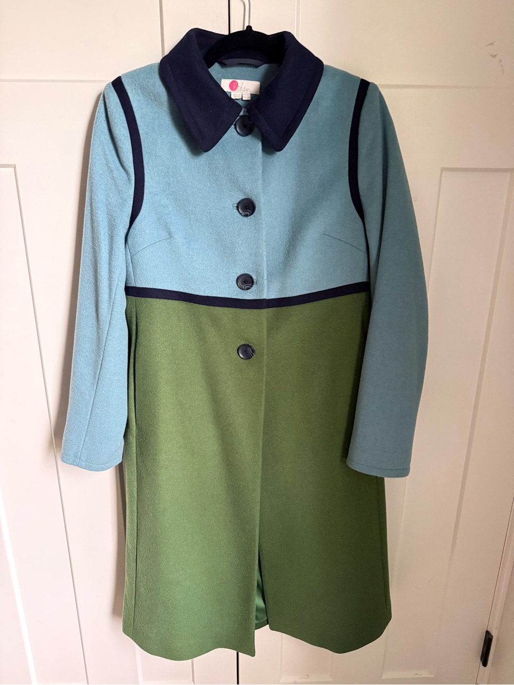 RARE Boden Lovelace Two-Tone Green Wool-Blend Coat size 6. Like new. - Picture 4 of 11
